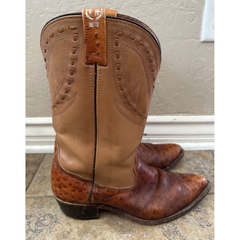 Double-H Ostrich Leather Men's Western Cowboy Boots Sz 10.5D